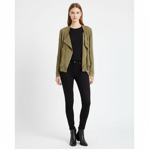 BLANK NYC Brown Zip Up Cropped Style Long Sleeve 89A-9296NO Moto Jacket L - Picture 7 of 7